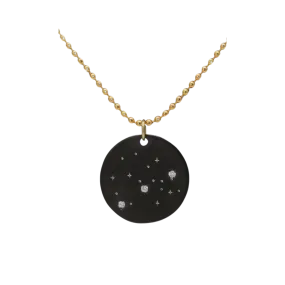 Zirconium Sagattarius Zodiac Lab Grown Diamond Disc Necklace with Gold Filled Chain